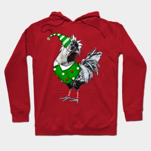 Silver Laced Polish Rooster Dressed As Elf With Leg Warmers Hoodie